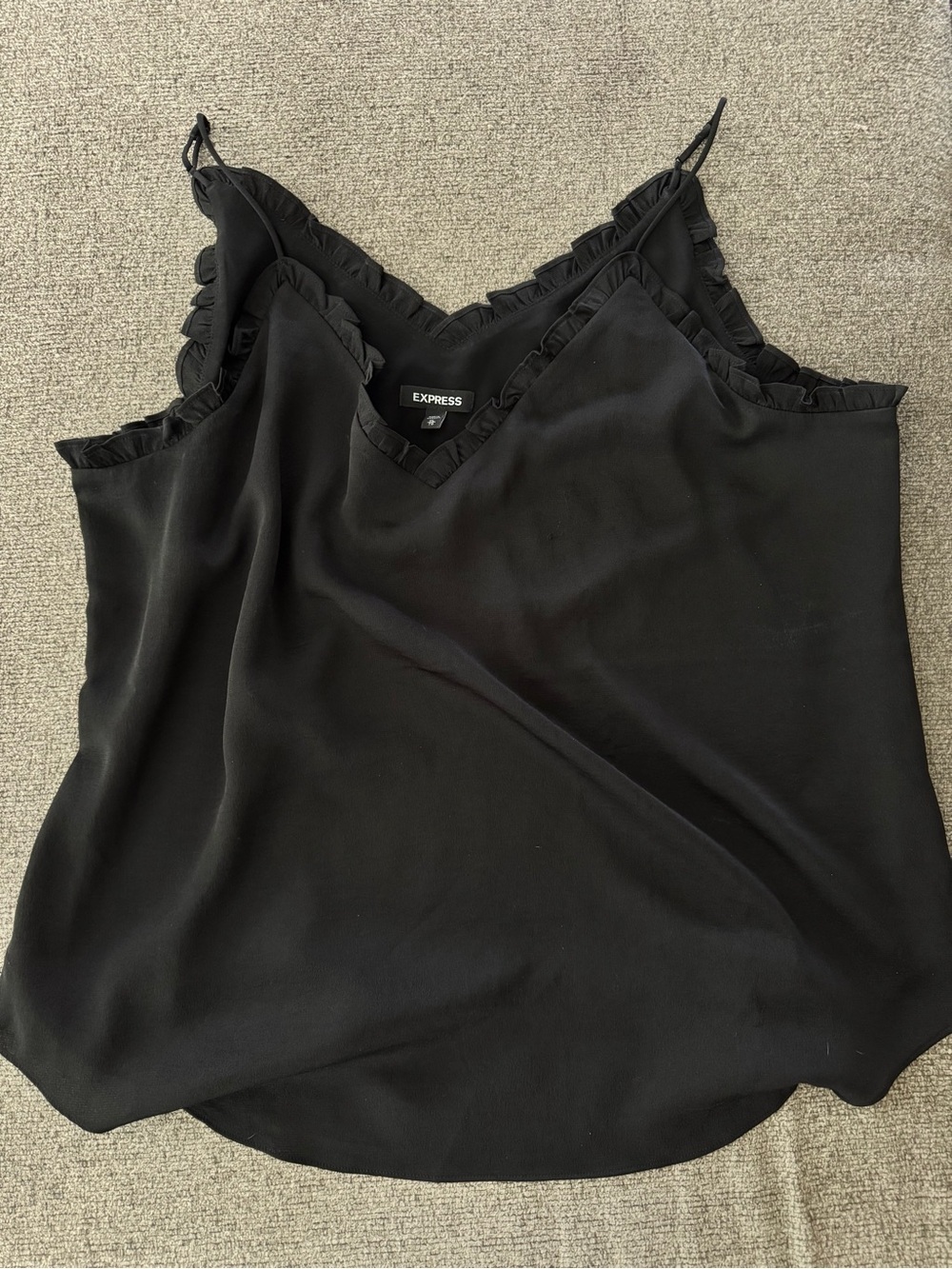 Express Black Ruffle-Trim Silk Camisole